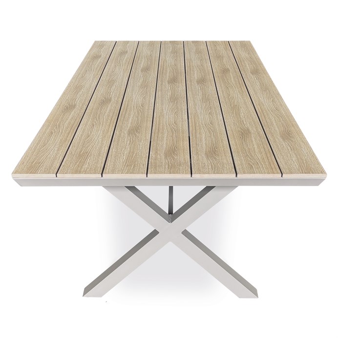 Záhradný stôl, hliník, polywood, béžová, AZT-S1510 OAK