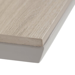 Stůl zahradní 180x100x75, deska polywood v dekoru světlého dubu, hliníková konstrukce, béžová barva