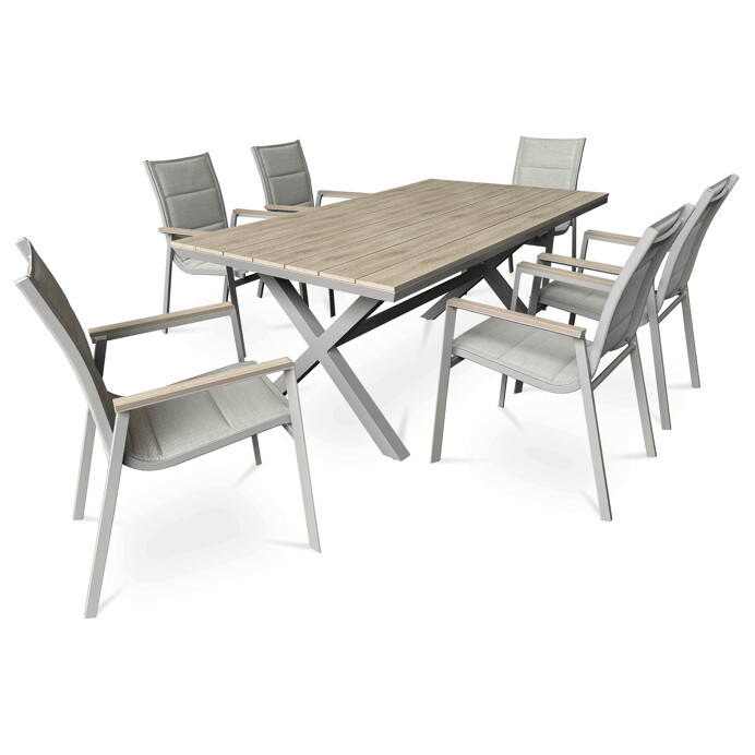 Záhradný stôl, hliník, polywood, béžová, AZT-S1510 OAK