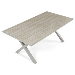 Stůl zahradní 180x100x75, deska polywood v dekoru světlého dubu, hliníková konstrukce, béžová barva