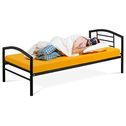 Postel jednolůžková 90x200 cm, kovová černý lesk