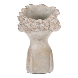 Obal na květiny betonový, tvar hlavy, barva měděná.