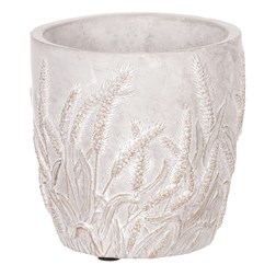 Obal betonový s dekorem obilí, zlatá barva. Cena za sadu 3ks.