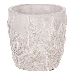 Obal betonový s dekorem obilí, zlatá barva. Cena za sadu 3ks.