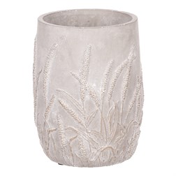 Váza betonová s dekorem obilí, zlatá barva.