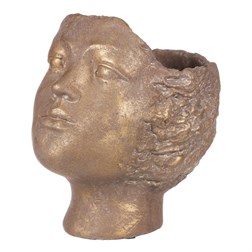Obal na květiny betonový, tvar hlavy, barva měděná.