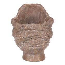 Obal na květiny betonový, tvar hlavy, barva měděná.