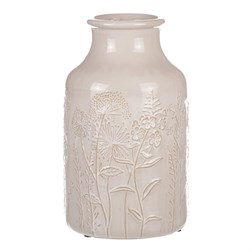 Váza keramická - zúžené hrdlo, barva béžová