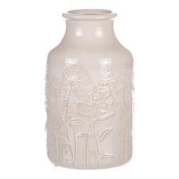 Váza keramická - zúžené hrdlo, barva béžová