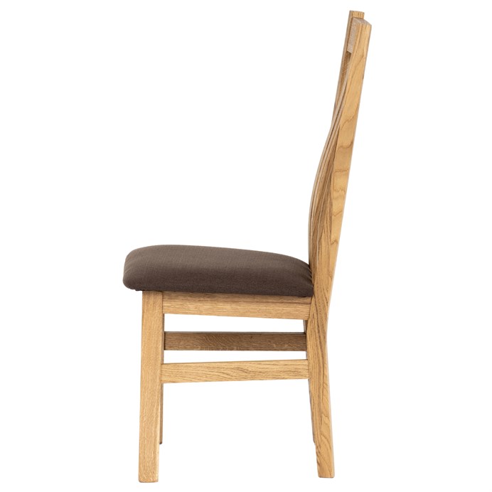 Drevená jedálenská stolička, poťah čokoládovo hnedá látka, masív dub, prírodný odtieň C-2100 BR2