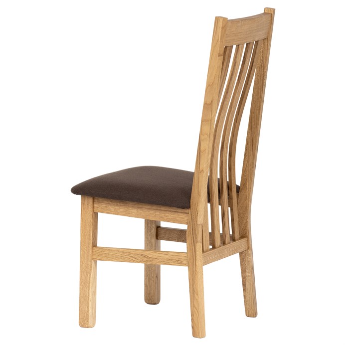 Drevená jedálenská stolička, poťah čokoládovo hnedá látka, masív dub, prírodný odtieň C-2100 BR2