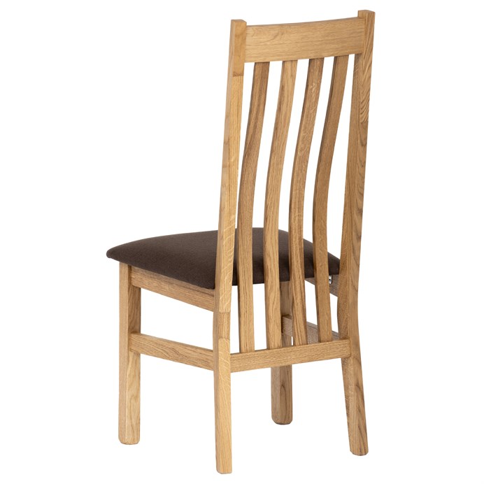 Drevená jedálenská stolička, poťah čokoládovo hnedá látka, masív dub, prírodný odtieň C-2100 BR2