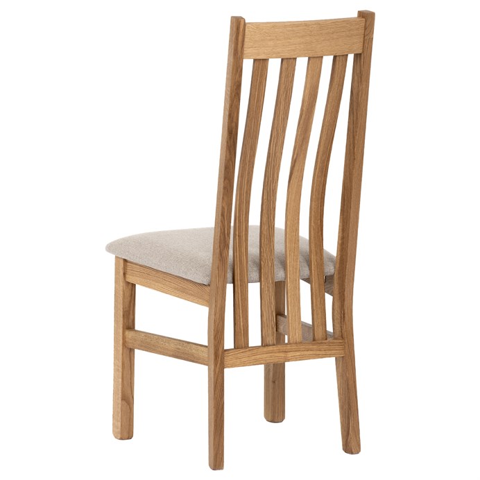 Drevená jedálenská stolička, poťah krémovo béžová látka, masív dub, prírodný odtieň C-2100 CRM2