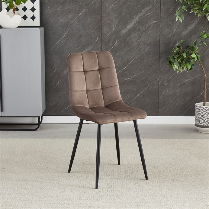 Jedálenská stolička, hnedá, zamatová látka, CT-281 BR4