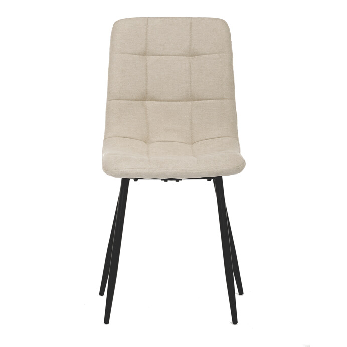 Jedálenská stolička, poťah krémová látka, kovová štvornohá podnož, čierny mat CT-281 CRM2
