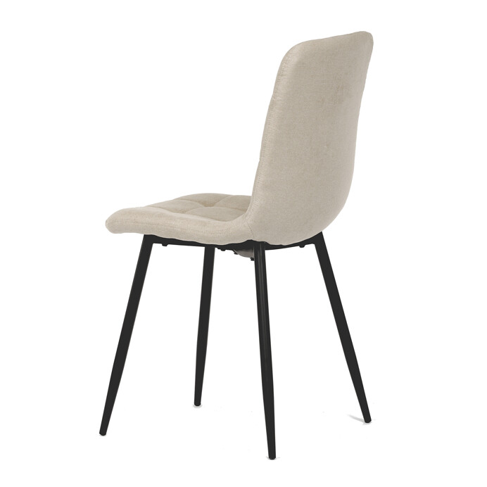 Jedálenská stolička, poťah krémová látka, kovová štvornohá podnož, čierny mat CT-281 CRM2