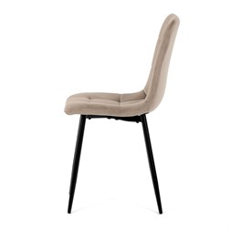 Židle jídelní, krémová sametová látka, nohy černý kov