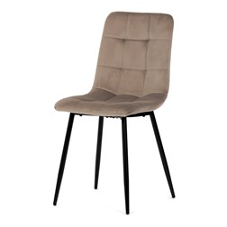 Židle jídelní, krémová sametová látka, nohy černý kov