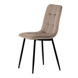 Židle jídelní, krémová sametová látka, nohy černý kov