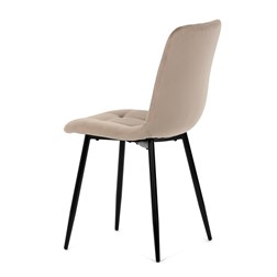 Židle jídelní, krémová sametová látka, nohy černý kov
