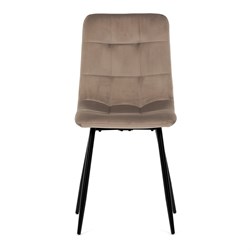 Židle jídelní, krémová sametová látka, nohy černý kov