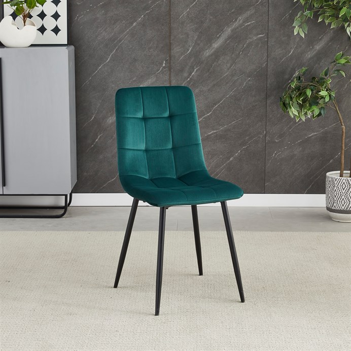 Jedálenská stolička, zelená, zamatová látka, CT-281 GRN4