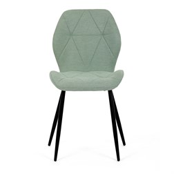 Židle jídelní, zelená látka, černé kovové nohy