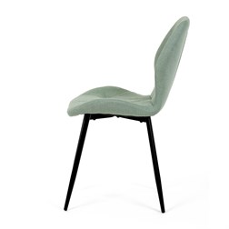 Židle jídelní, zelená látka, černé kovové nohy
