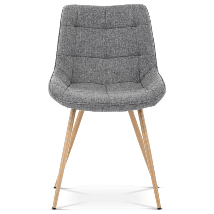 Jedálenská stolička, poťah sivá látka, kovové nohy, 3D dekor dub - CT-394 GREY2