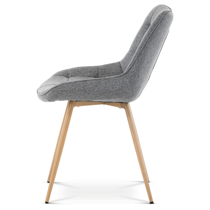 Jedálenská stolička, poťah sivá látka, kovové nohy, 3D dekor dub - CT-394 GREY2