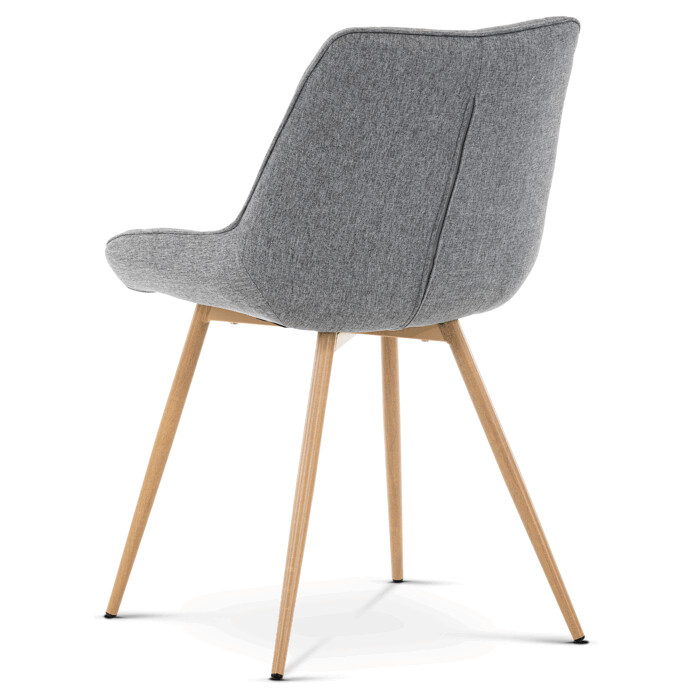 Jedálenská stolička, poťah sivá látka, kovové nohy, 3D dekor dub - CT-394 GREY2