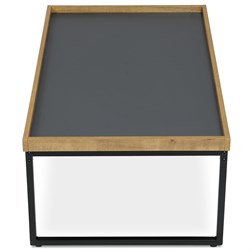 Stůl konferenční, MDF deska šedá s dekorativní hranou divoký dub, černý kov.