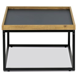 Stůl konferenční, MDF deska šedá s dekorativní hranou divoký dub, černý kov.