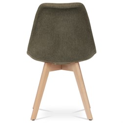 Židle jídelní, hnědá látka, nohy bukové dřevo