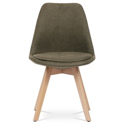 Židle jídelní, hnědá látka, nohy bukové dřevo