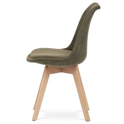 Židle jídelní, hnědá látka, nohy bukové dřevo