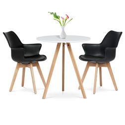 Židle jídelní, černá plastová skořepina, sedák ekokůže, nohy masiv přírodní buk