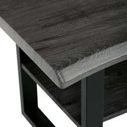 Stůl konferenční, 120x60x55 cm, MDF deska, dekor šedý dub, kov, police, černý lak