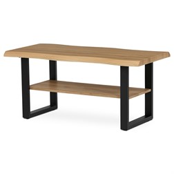 Stůl konferenční, 120x60x55 cm, MDF deska, dekor divoký dub, kov, police, černý lak