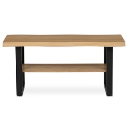 Stůl konferenční, 120x60x55 cm, MDF deska, dekor divoký dub, kov, police, černý lak