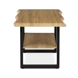 Stůl konferenční, 120x60x55 cm, MDF deska, dekor divoký dub, kov, police, černý lak