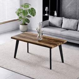 Stůl konferenční, 120x60x55 cm, MDF deska, dekor staré dřevo, kov, černý lak
