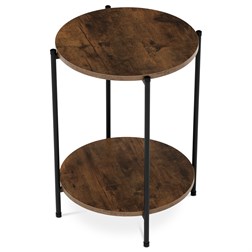 Přístavný stolek, MDF, dekor staré dřevo, kov, černý lak