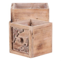 Obal na květiny - dřevěný šuplík, cena za sadu 2 ks