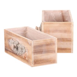 Obal na květiny - dřevěný šuplík, cena za sadu 2 ks