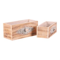 Obal na květiny - dřevěný šuplík, cena za sadu 2 ks