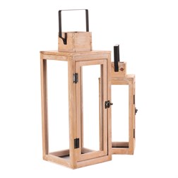 Lucerna dřevěná - čtyřboká, cena za sadu 2 ks