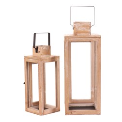 Lucerna dřevěná - čtyřboká, cena za sadu 2 ks