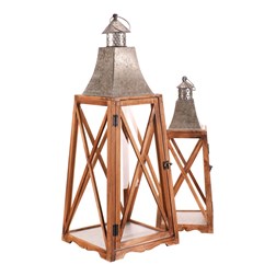 Lucerna dřevěná - čtyřboká, cena za sadu 2 ks