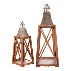 Lucerna dřevěná - čtyřboká, cena za sadu 2 ks